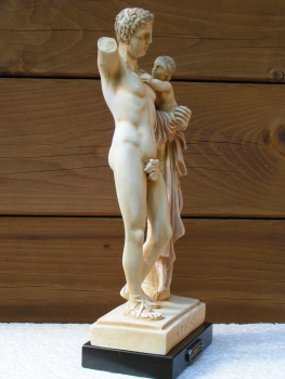 Hermes mit Dionysosknaben-Statue 27 cm, 1,1 kg, schwarzer Marmorsockel