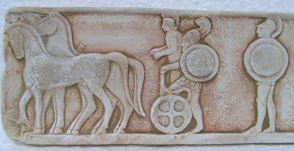 Quadriga mit Kriegern, Relief 27 cm x 9,3 cm, 0,8 kg, zum Aufhängen