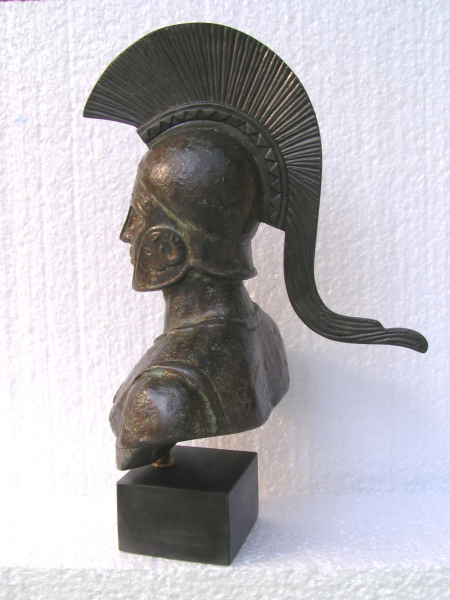 Leonidas, Führer der 300 Hopliten, Büste 26 cm, 1,6 kg, schwarzer Marmorsockel
