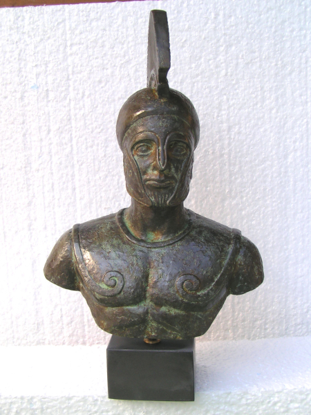 Leonidas, Führer der 300 Hopliten, Büste 26 cm, 1,6 kg, schwarzer Marmorsockel