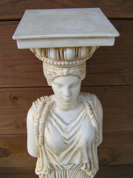 Karyatide vom Erechtheion, Statue 52 cm, 3,6 kg, beiger Marmorsockel