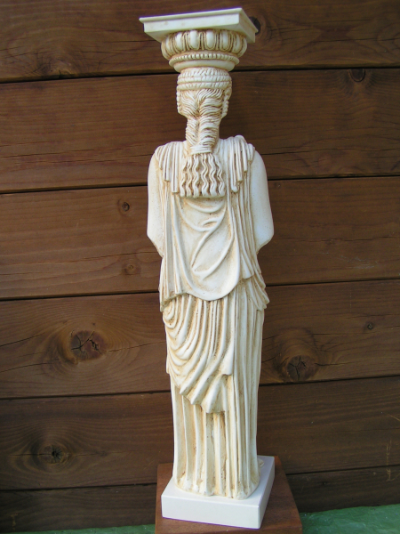 Karyatide vom Erechtheion, Statue 52 cm, 3,6 kg, beiger Marmorsockel