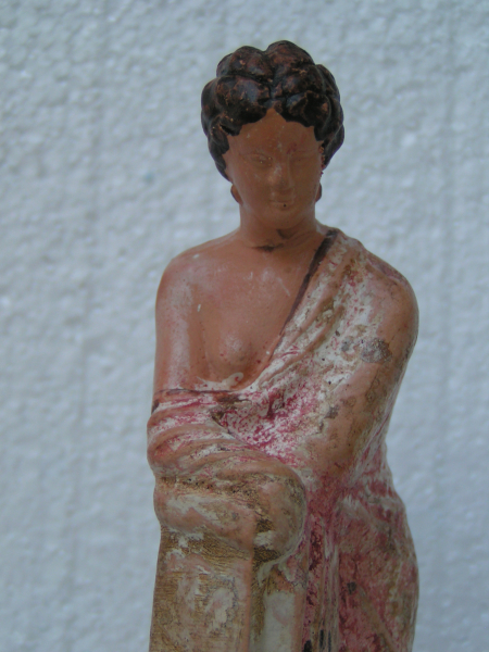 Tanagra grave goods museum replica statue, 18 cm