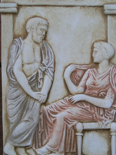 Grave Stele of Ktesileas and Theano, 20 x 10 cm, 0,6 kg, Museum Replica No 3472