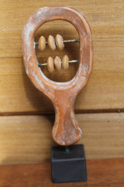 Sistrum (frame rattle), ancient musical instrument, terracotta, 12.2 cm high, 4.8 cm wide, 0.1 kg weight