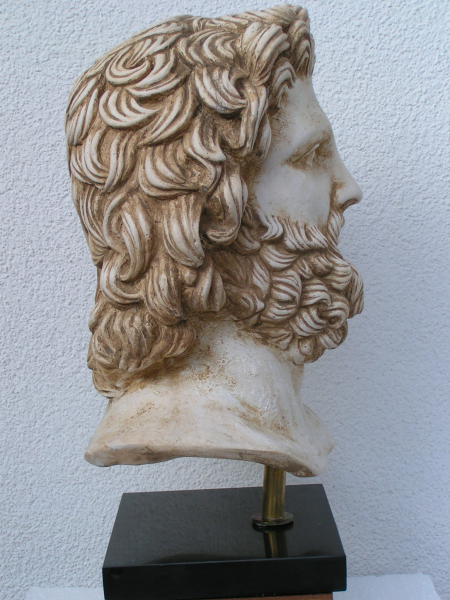 Asklepios-Großbüste Originalgröße 43 cm, 12 kg,  schwarzer Marmorsockel