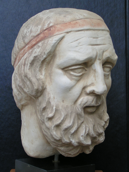 Homer of Piraeus head 28 cm, 2.3 kg, black marble base