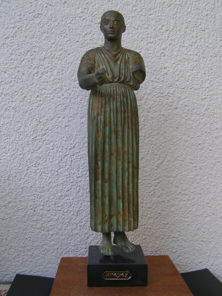 Wagenlenker von Delphi-Statue, 34 cm, 1,5 kg, schwarzer Marmorsockel
