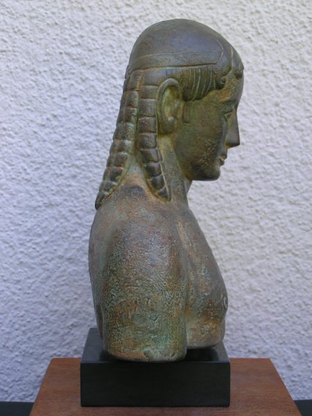 Apollon-Büste 26 cm, 1,7 kg, schwarzer Marmorsockel