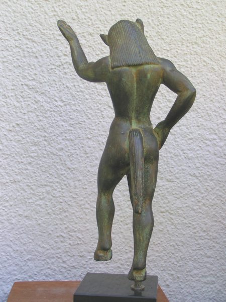 Satyr- oder Silen-Statue/Statuette, 27 cm, 1,2 kg, schwarzer Marmorsockel