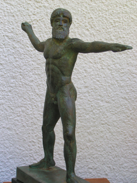 Poseidon-Statue 24 cm, 1 kg Gewicht, schwarzer Marmorsockel