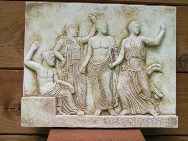 Goetterrelief (Zeus, Leto, Apollon, Artemis), 23 cm x 28 cm, 2,3 kg, zum Aufhängen