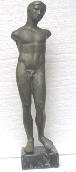 Athlet von Sikyon, Statue 36 cm, 1,45 kg, schwarzer  Kunstmarmorsockel