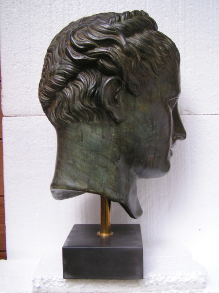 Sappho von Lesbos, Büste Haupt Originalgröße 48 cm, 6 kg, schwarzer Kunstmarmorsockel