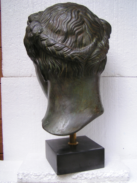 Sappho von Lesbos, Büste Haupt Originalgröße 48 cm, 6 kg, schwarzer Kunstmarmorsockel