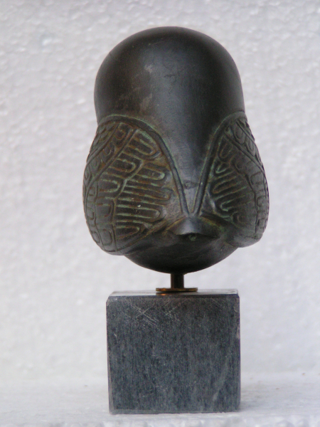 Eulenreplik, Symbol der Göttin Athena, 11 cm, 400 g, schwarzer Kunstmarmorsockel