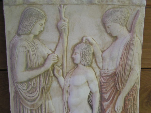 Relief Demeter, Triptolemos, Persephone, replicat Museum No 126, 38 x 26 cm, 2 kg
