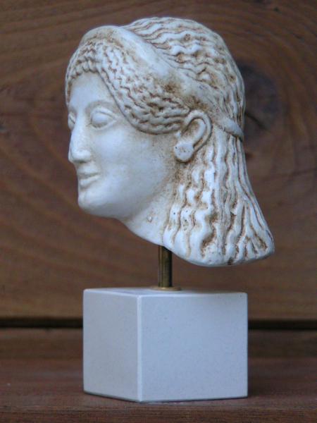 Kore little head antique replica, 10 cm, 250 g, black artificial marble base