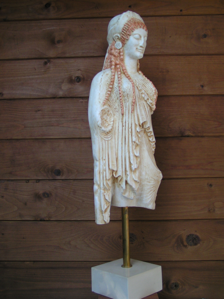 Kore-Statue Mädchen-Statue 80 cm  8 kg schwarzer Kunstmarmorsockel