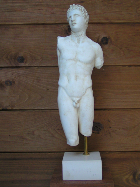 Alexander der Große von Pella-Statue, 47 cm, 2,8 kg, beiger Kunstmarmorsockel