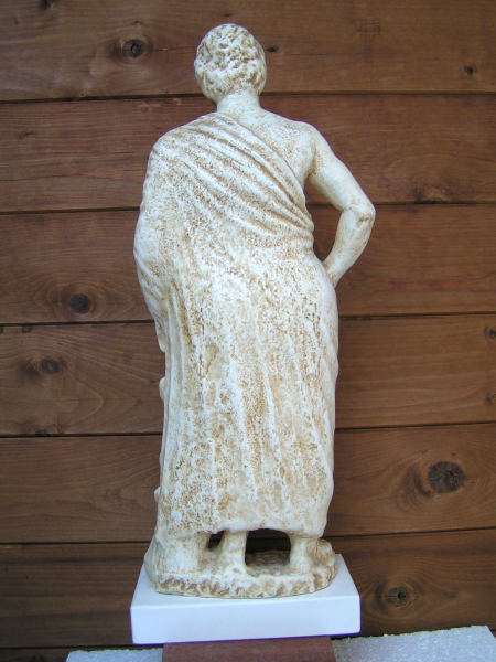 Asklepios (Heilgott)-Statue 60 cm, 7 kg, beiger Kunstmarmorsockel