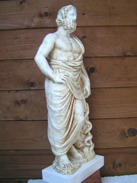 Asklepios (Heilgott)-Statue 60 cm, 7 kg, beiger Kunstmarmorsockel