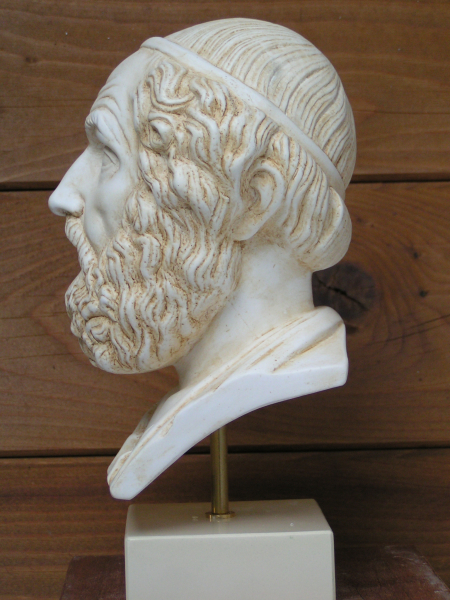 Homer-Büste 23 cm, 1,5 kg, schwarzer Kunstmarmorsockel