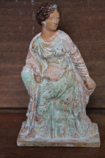 Tanagra Frauenstatue sitzend, 13 cm, handbemalt, Nationalmuseum Athen