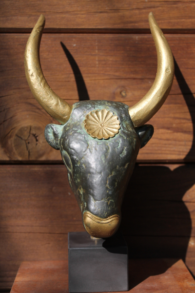 Mycenaean Bull, Bullhead-Rhyton, Museum-Replica, 24,2 cm, 0,6 kg