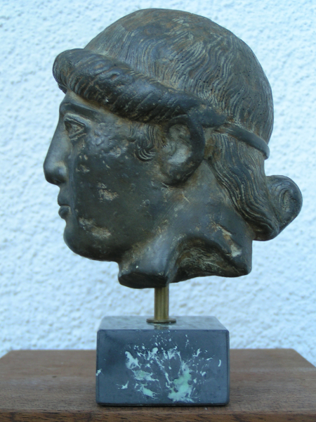 Ephebe youthful Greek ancient head, antique replica, 15 cm, 400 g