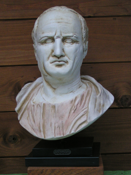 Cicero-Büste - Staatsmann, Rhetoriker, Philosoph; Sonderedition 34 cm, 3,8 kg, zweistufiger schwarzer Marmorsockel