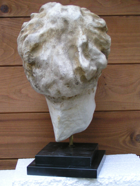 Hygieia-Büste (Haupt), Gesundheitsgöttin, 37 cm, 5,2 kg, zweistufiger schwarzer Marmorsockel