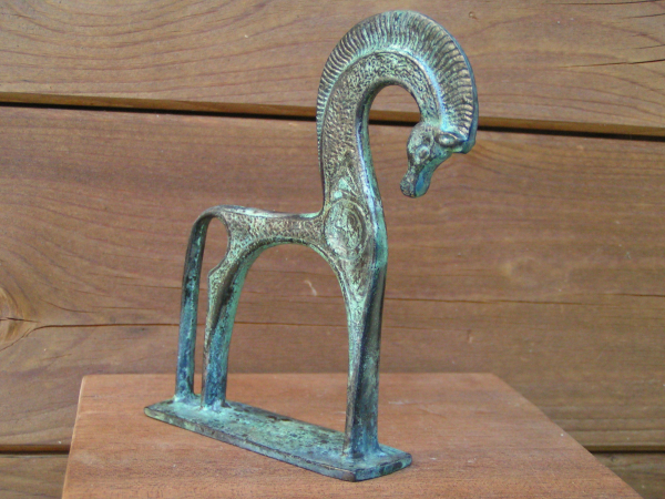 Greek bronze horse geometric period replica, 13 cm, 250 g