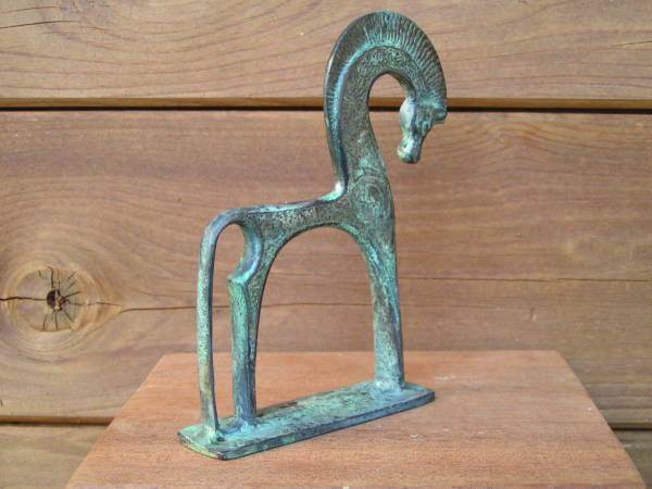 Greek bronze horse geometric period replica, 13 cm, 250 g