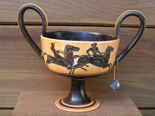 Kantharos drinking cup greek museum replica, handpainted, 12,7 cm, 250 g