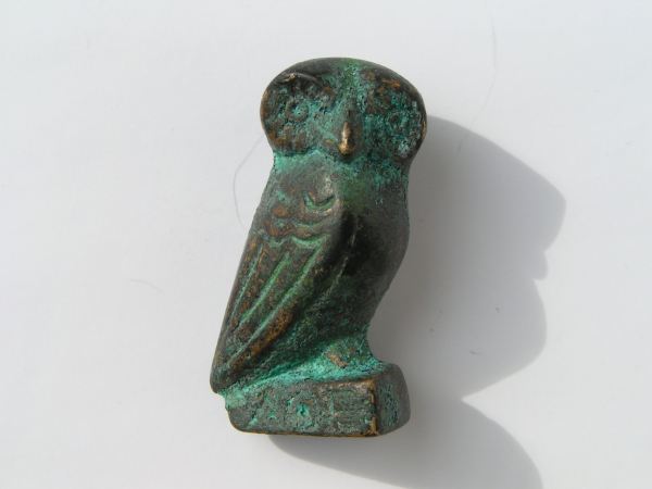 Eule aus Bronze, 3,3 cm, ca. 60 g, Nationalmuseum Athen