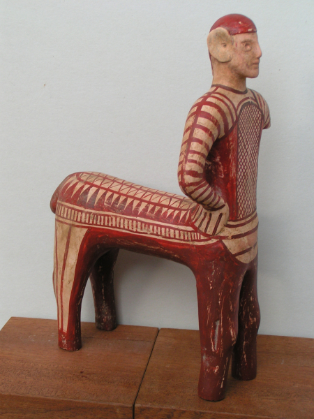 Centaur protogeometric period, Centaur from Lefkandi replica, Centaur Museum of Eretria, handmade and handpainted,  31,8 cm, 1,1 kg, terracotta