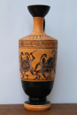 Lekythos kämpfende Hopliten, schwarzfigurig, attisch, handbemalt,  16,8 cm, 250 g,