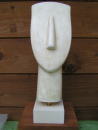 Idol von der Kykladeninsel Amorgos, 30 cm, 1,6 kg, beiger Kunstmarmorsockel