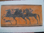 Fresco olympic riders replica greek, handpainted, 36 x 19 cm, 1 kg