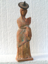 Tanagra with Tholia, museum replica statue, handpainted, 17 cm, 200 g