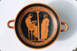 Themis und Aigeus-Kylix, handbemalt, Antikensammlung Berlin, 29 cm Durchm., 9,5 cm Höhe, 0,8 kg