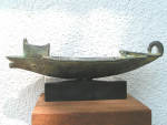 Triere ship lamp bronze from Acropolis No X 7038 replica, lenght 26,4 cm, 900 g