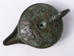 Bronzelampe Pegasus Pegasos, 14,9 cm lang, 9,5 cm breit, 6,8 cm hoch mit Henkel, 0,6 kg
